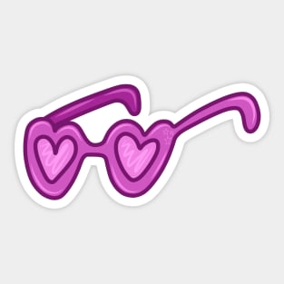 Pink Heart Eyes Sunglasses Doodle Cartoon, made by EndlessEmporium Sticker